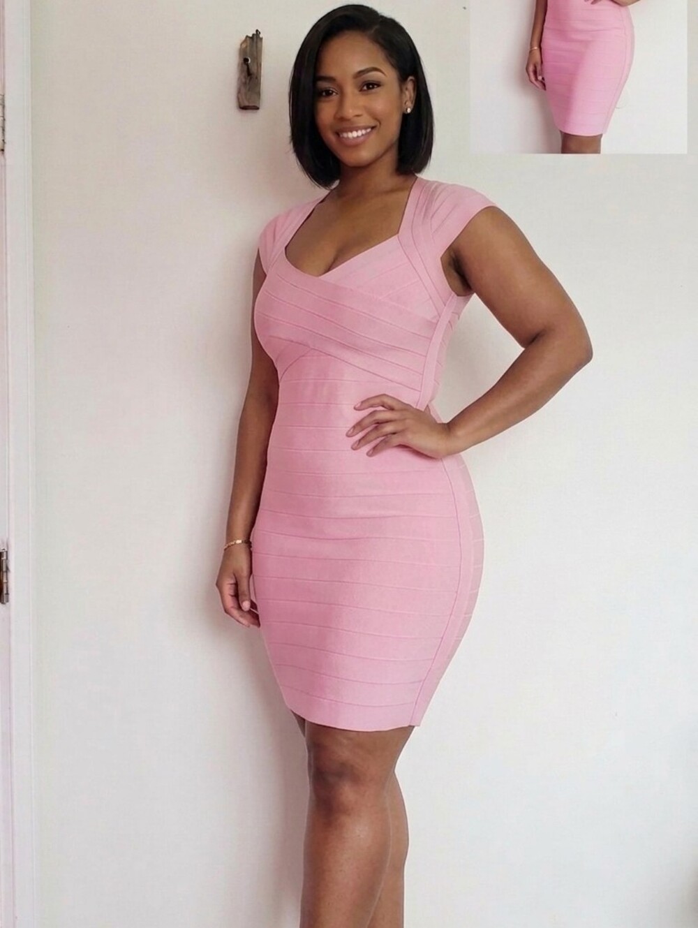 Bcbgmaxazria Women’s Pink Bandage Bodycon Dress Size L Barbie Trend